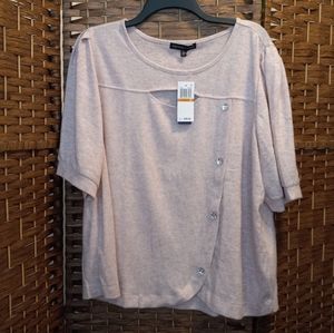 Adrienne Vittadini Soft Sweater w Keyhole & Embellished Buttons